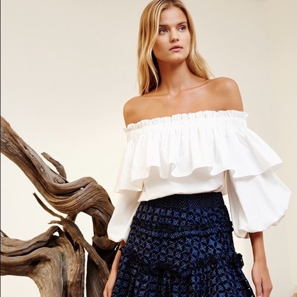 Alexis Tops - Alexis Barbie White Ruffle Off-the-Shoulder Top